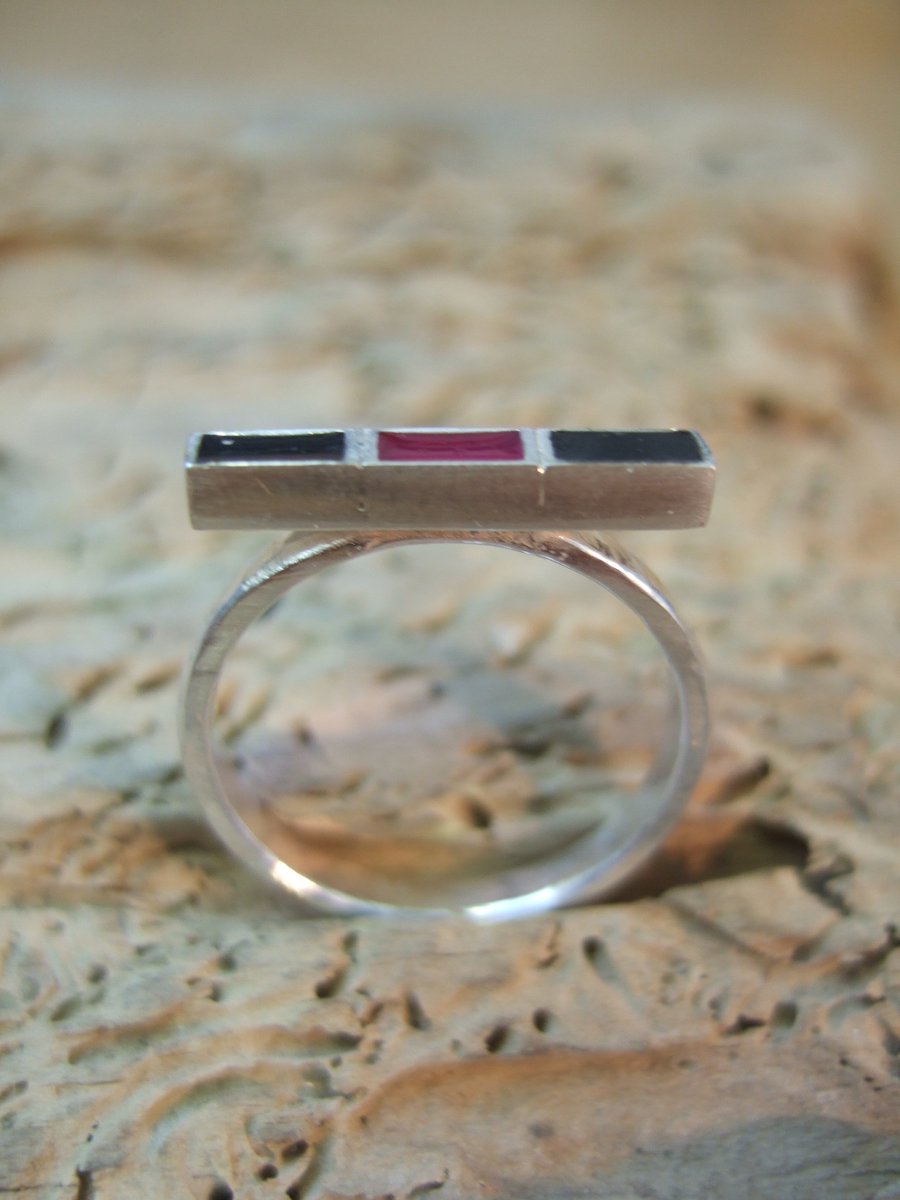 Sterling Silver and Resin Geometric Ring