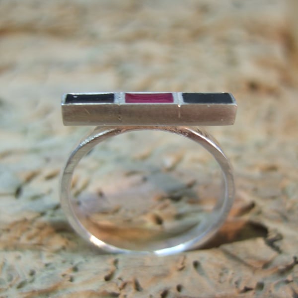 Sterling Silver and Resin Geometric Ring