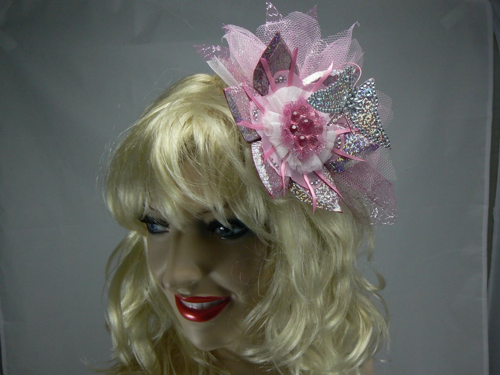 Fascinator ( hovering butterfly) pink hologram