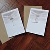 1 Penguin or Flamingo greeting card or 2 cards set, bird art, birthday, blank, 