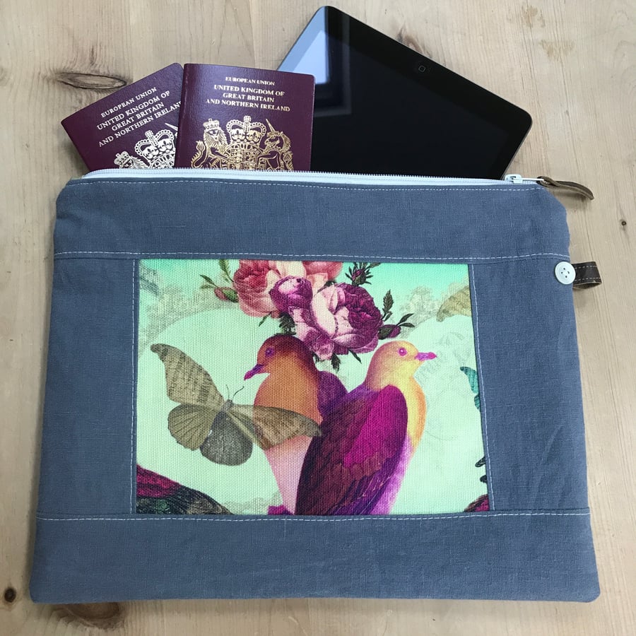 Zip Pouch Organiser with Exotic Birds