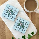 Festive Coaster Set - Two Mosaic Mistletoe Coasters