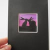 Bunny Rabbit Mini Miniature Original Painting Silhouette Affordable Art Picture 