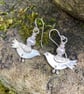 Sterling silver and pearl peace dove earrings with jiggly legs