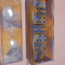 Slate Blue, Orange and White Dominos