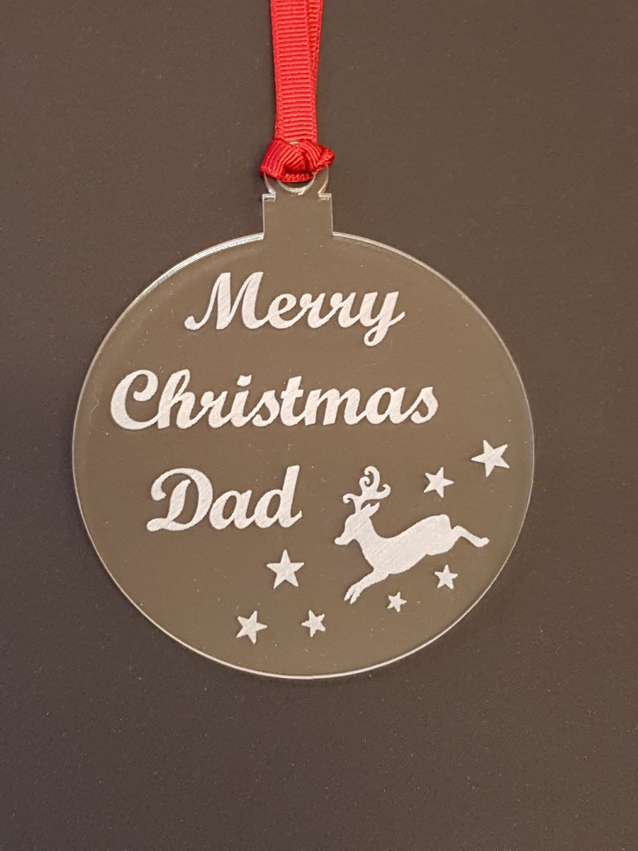 Acrylic Christmas Xmas Bauble Merry Christmas Dad - Clear