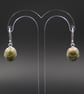 Unakite, sterling silver bezel set green coral earrings, Pisces, Aries jewellery - Image 4