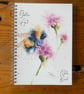 Bumblebee & Thistles Notebook, Notepad, A5 Size, Spiral bound, Wildlife Art Note