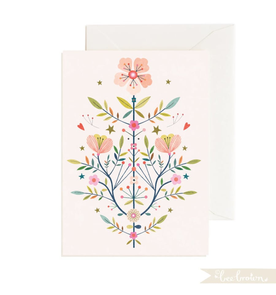 Folk Posy - greetings card 