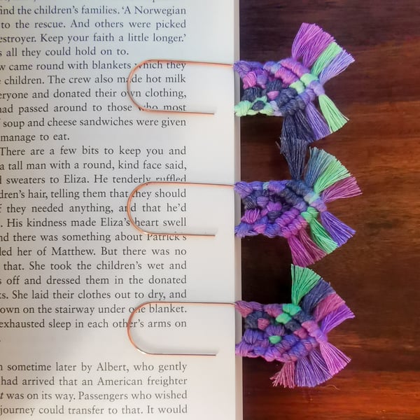 Handmade Bookmarks macrame paperclip, page keepers, set of 3