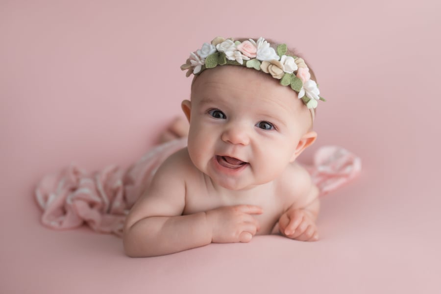 Delicate Pink and White Roses newborn Headband, Dainty Floral Headband