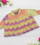 Baby Girl Cardigan 0-3 Months, Rainbow Hand Knitted Matinee Coat - Image 1