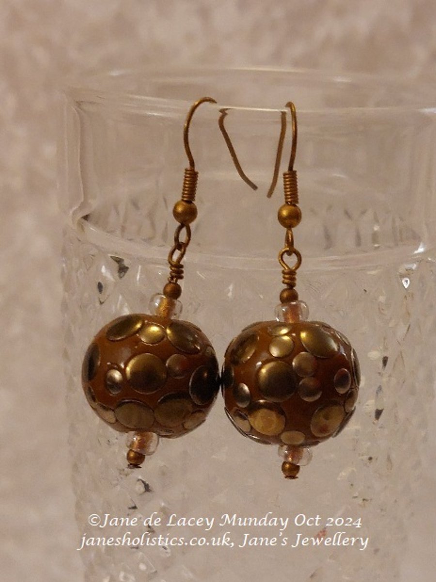 Bronze Dotty Drop Earrings