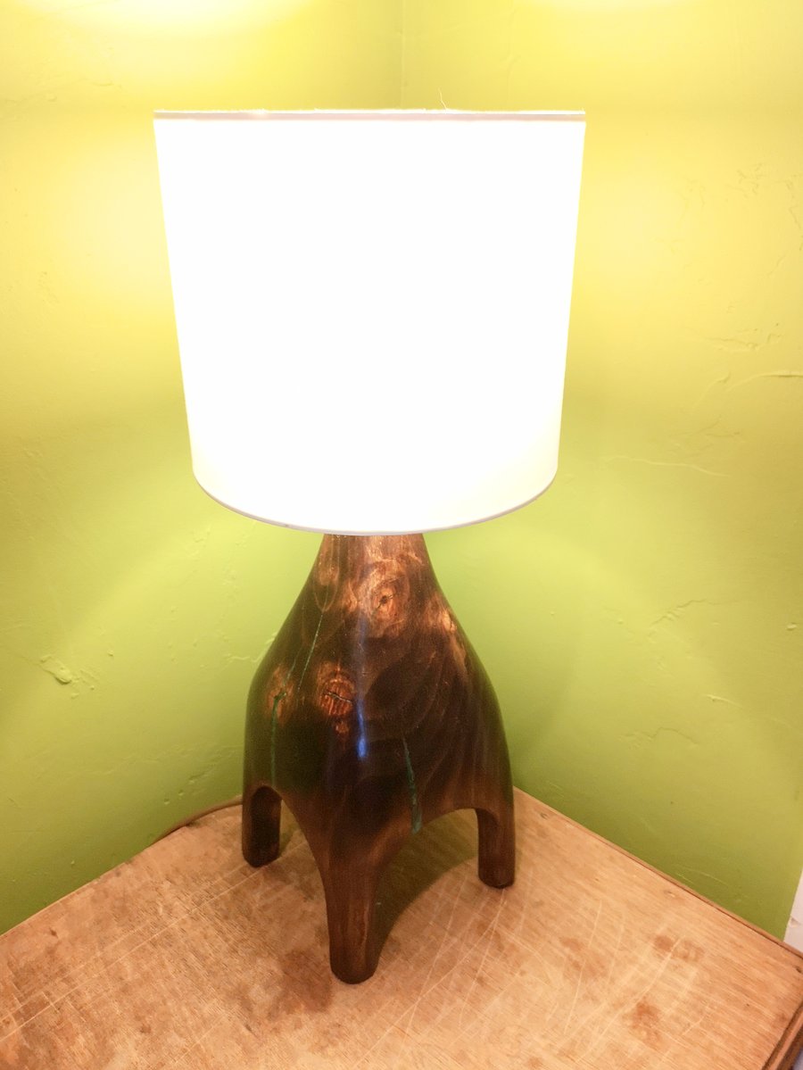 Hand Carved Rustic Table Lamp