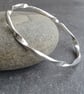 Sterling silver ribbon twist bangle, Unusual spiral bracelet - Image 2