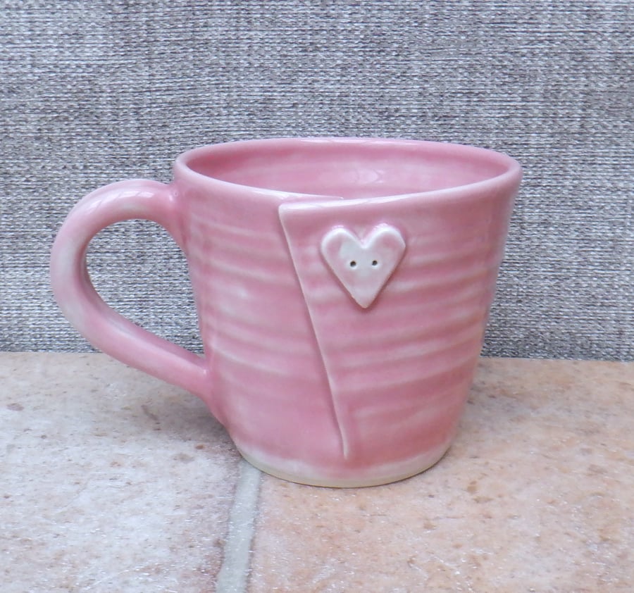 Coffee mug tea cup hand thrown stoneware pottery ceramic button handmade