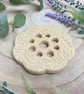 Yellow Embossed Ceramic Flower Arranging Frog (9 hole) - Image 3
