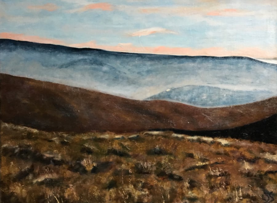 Large Oil painting 'Mist on Yorkshire Moors'