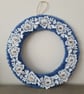 Cornflower blue yarn wrapped wreath