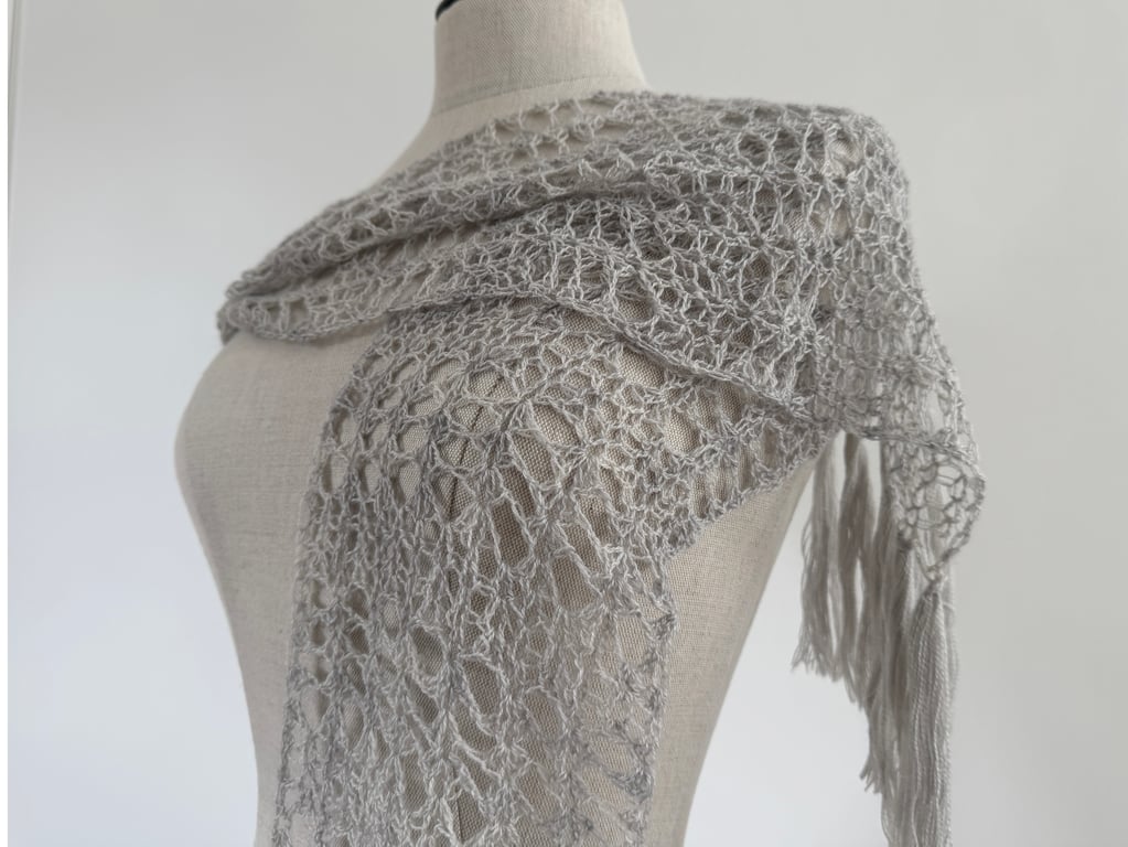 Crochet Alpaca, Silk and  Cashmere Summer Shawl