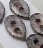 5 Small Leaf Shaped Obsidian Ceramic Buttons - Image 2
