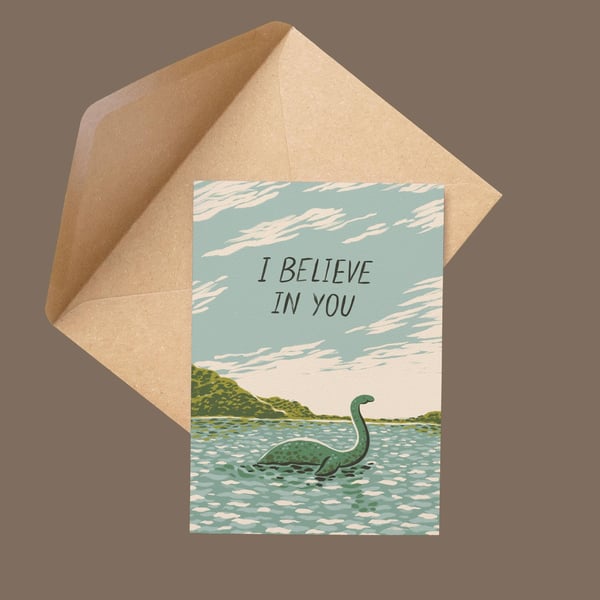 Loch Ness Monster Greetings Card: Unique Good Luck Card