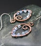 Copper Wire Wrapped Pendant & Earrings Set with Pale Blue AB Beads - Image 6