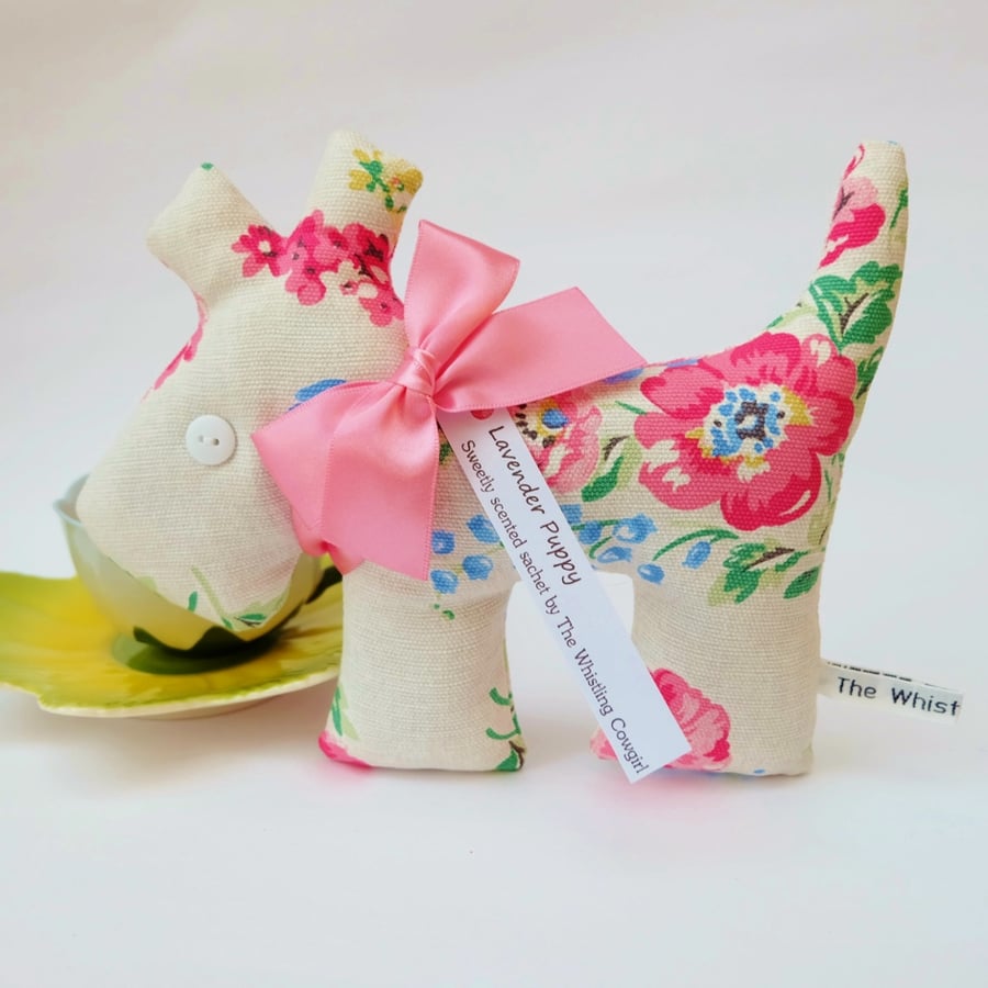 Lavender Sachet Dog, Classic Floral Fabric Scented Sachet, Mother's Day Gift