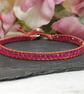 Pink spinel gemstone and orange leather bracelet, August birthstone  - Image 9
