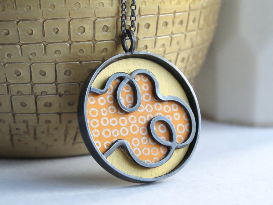 Abstract cloud small necklace yellow