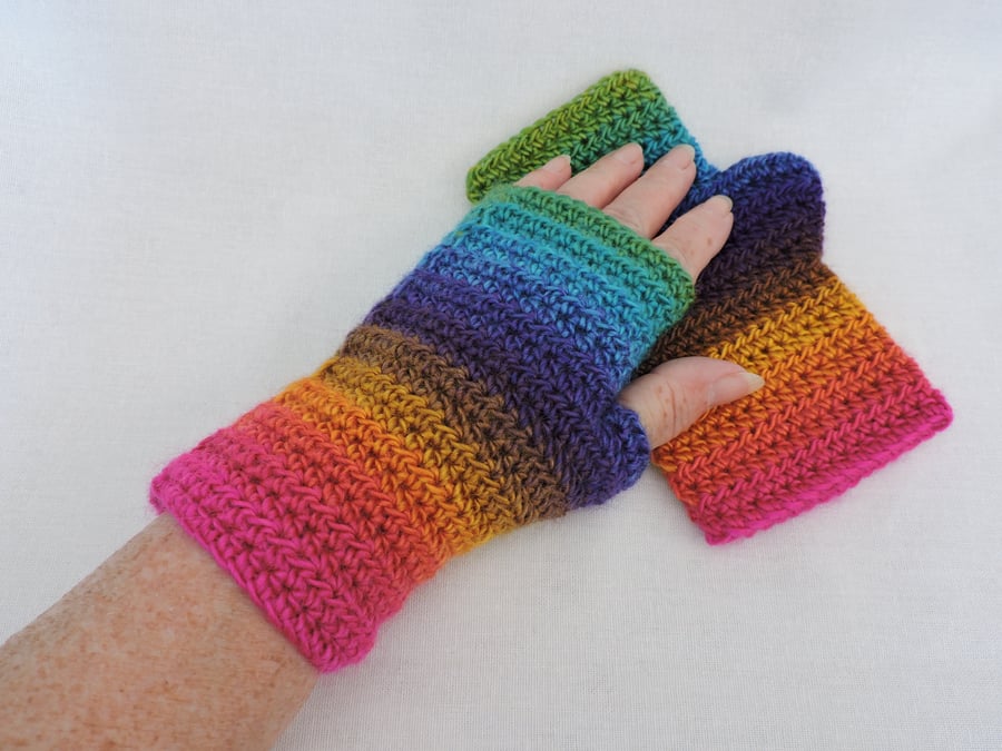 Fingerless Crochet Mitts Tropical