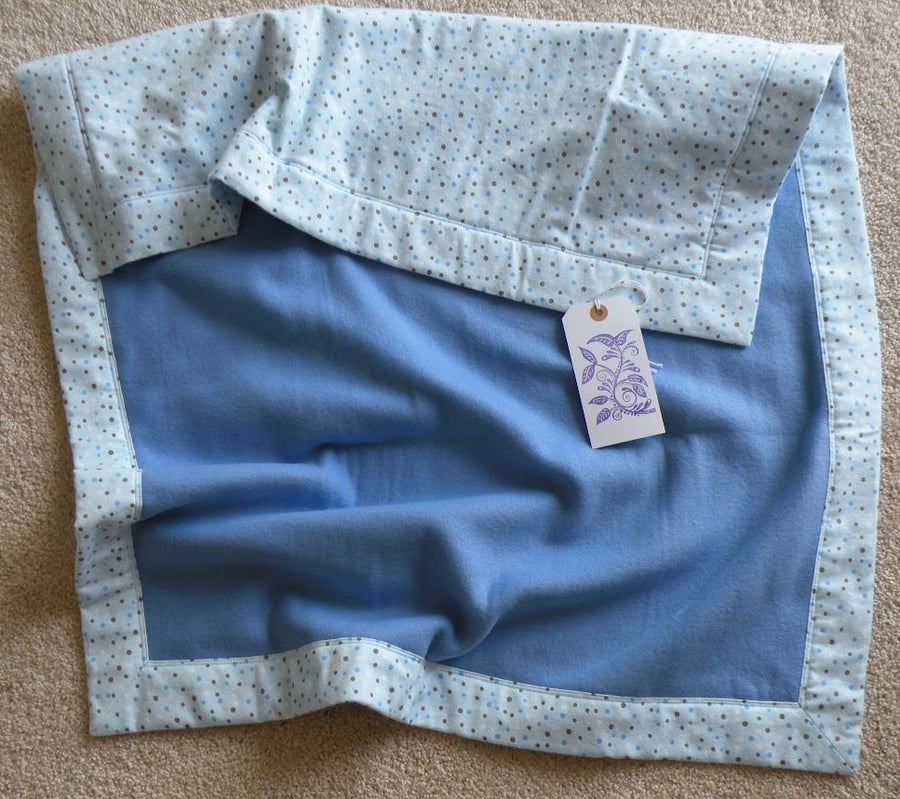 Handmade Fleece Baby Blanket  - Blue Spots