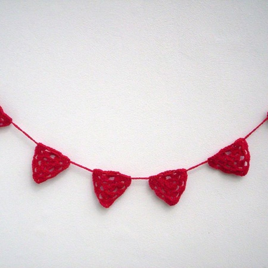 red crochet bunting