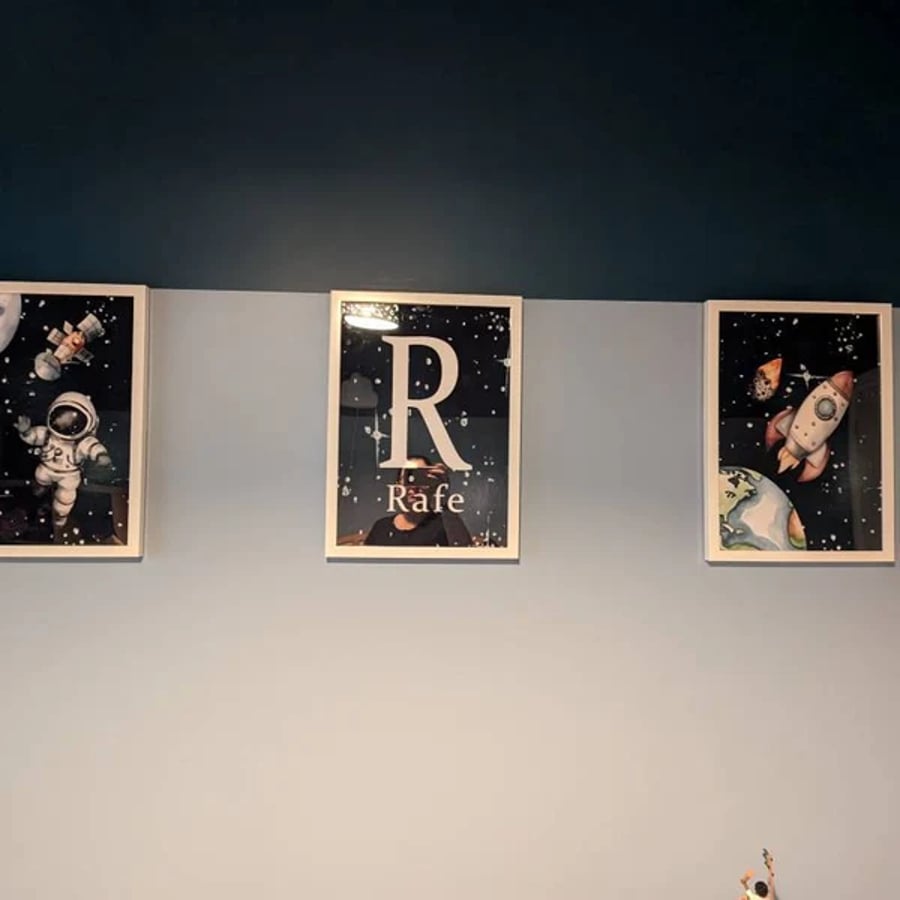Personalised Space Wall Art – Set of 3 A3 Prints for Boys' Bedroom or Nursery