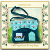 Reserved for Sue Teal and Turquoise Mouse or Bunny Cottage Over the Shoulder Bag