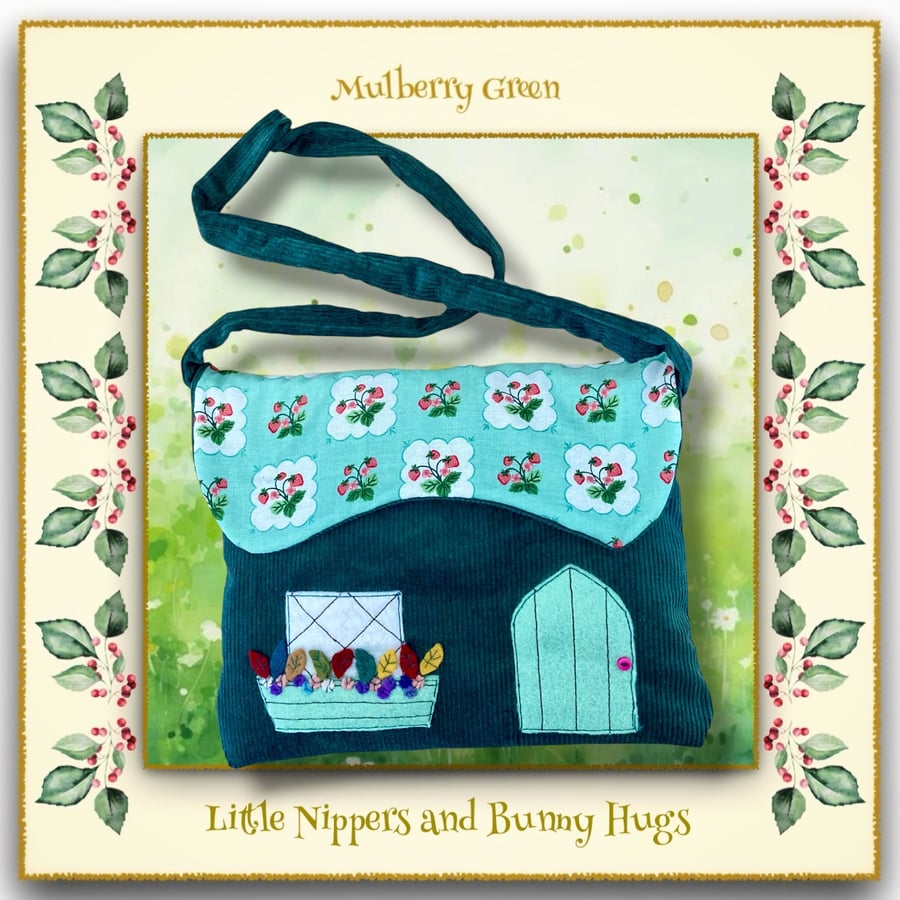 Teal and Turquoise Mouse or Bunny Cottage Over the Shoulder Bag