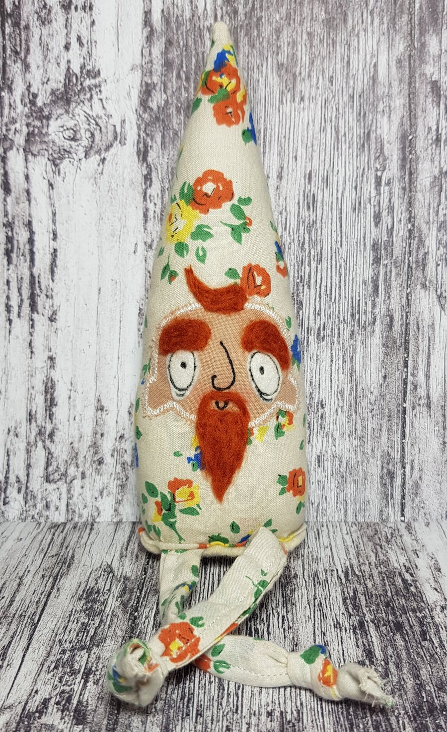 Upcycled Gnome in Floral Print, Hawthorne