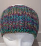 Hand Knitted pure wool chunky Headband M multi green - Image 2
