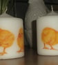 Decorated candle Easter Spring chicks napkin decoupage Standing Chick - Image 1