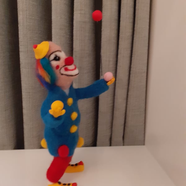 CLOWNING AROUND ooak,collectable needle felted wool sculpture  clown 