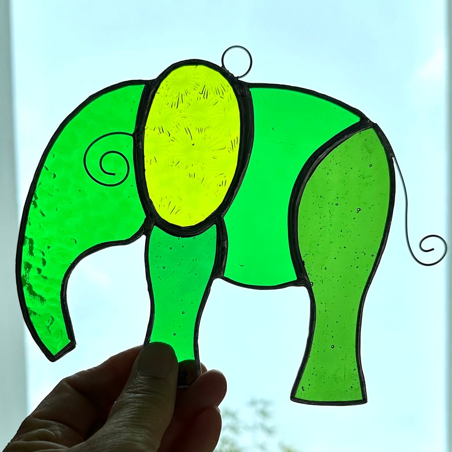 Stained Glass Elephant Suncatchers - Handmade Hanging Decoration 