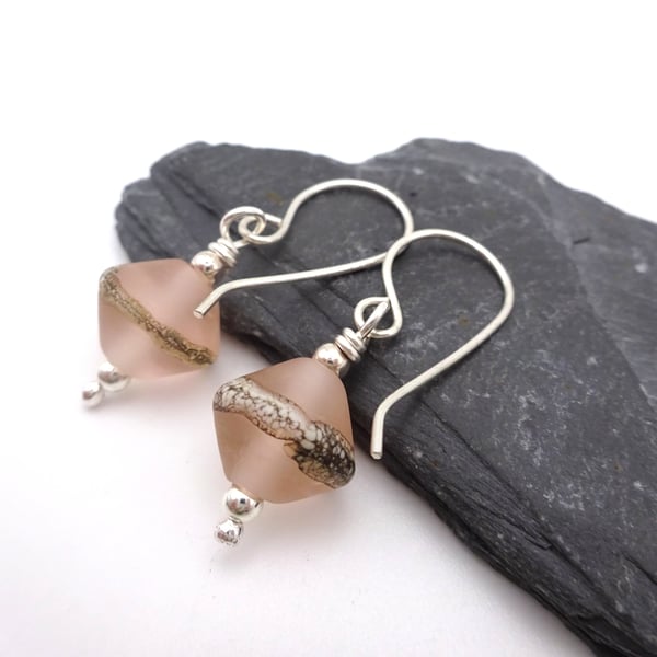 peach lampwork glass earrings