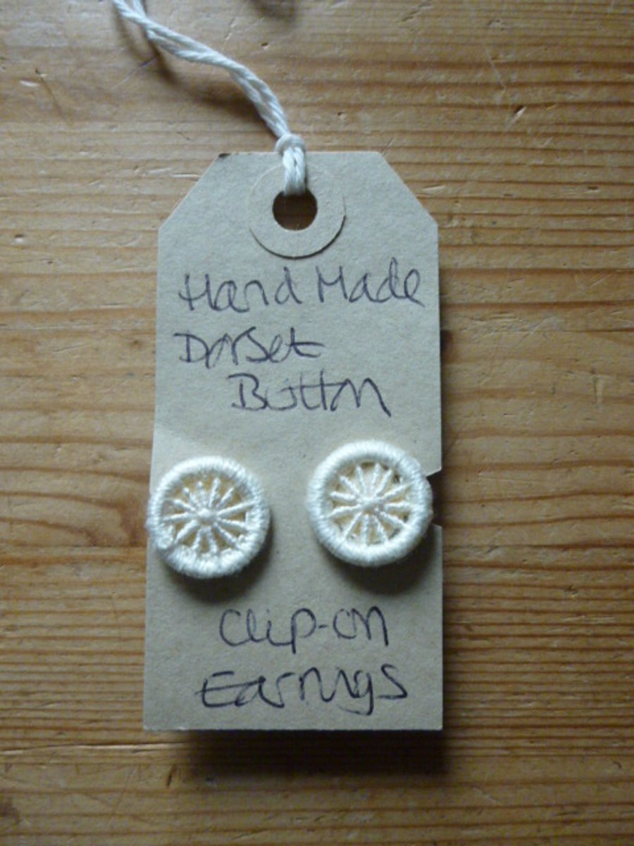 Dorset Button Clip-on Earrings, Cream