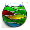 Making Waves Green Fields Stained Glass Suncatcher Handmade Ring 