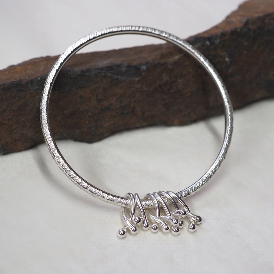 Bangle, silver bangle bracelet, spinner bangle, hallmarked, 6th anniversary