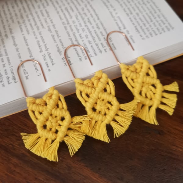 Bookmarks, handmade macrame paperclip, journal or diary tags, set of 3