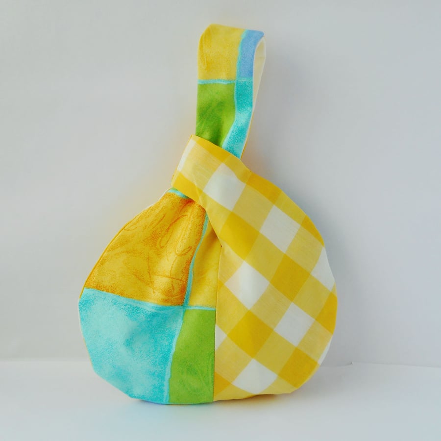 Vintage cotton japanese knot bag in bright colours