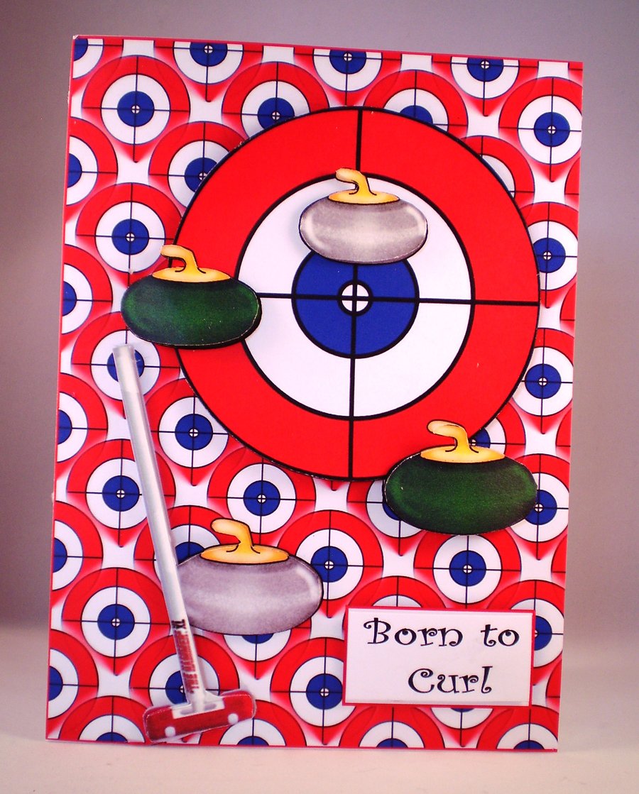 Handmade Curling Sport 3D Any Occasion Greetings Card,Personalise