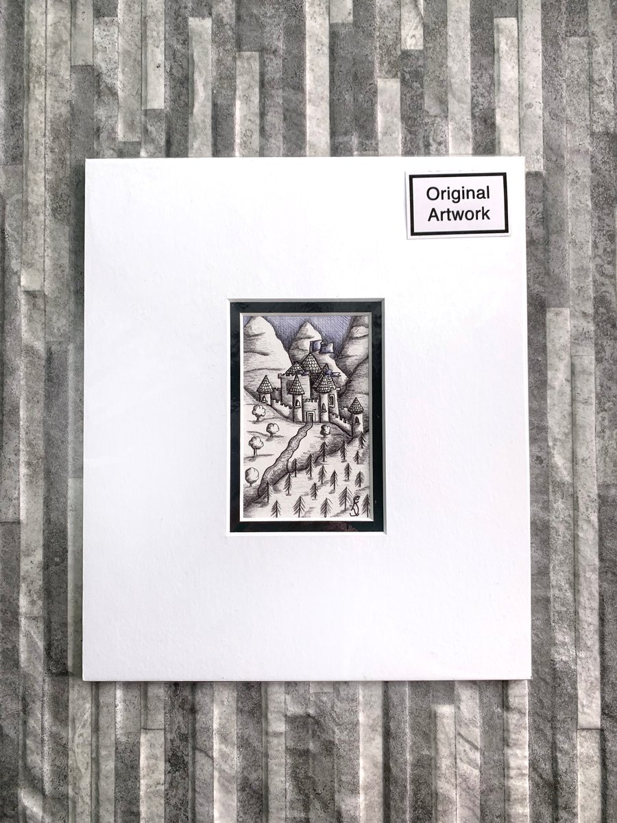 Mini Illustration of a castle and mountains