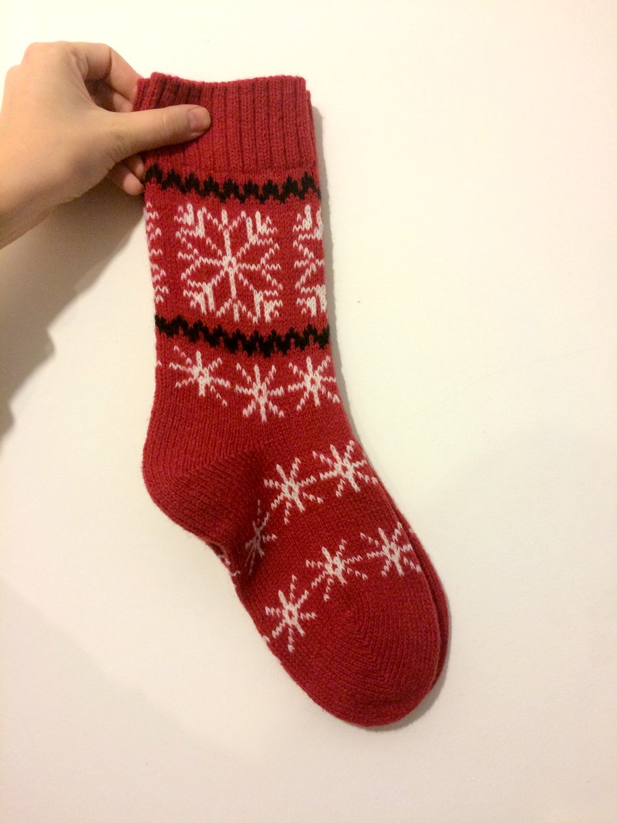 Warm Knitted Wool Socks Scandinavian Norwegian Christmas Winter Red White Snowfl